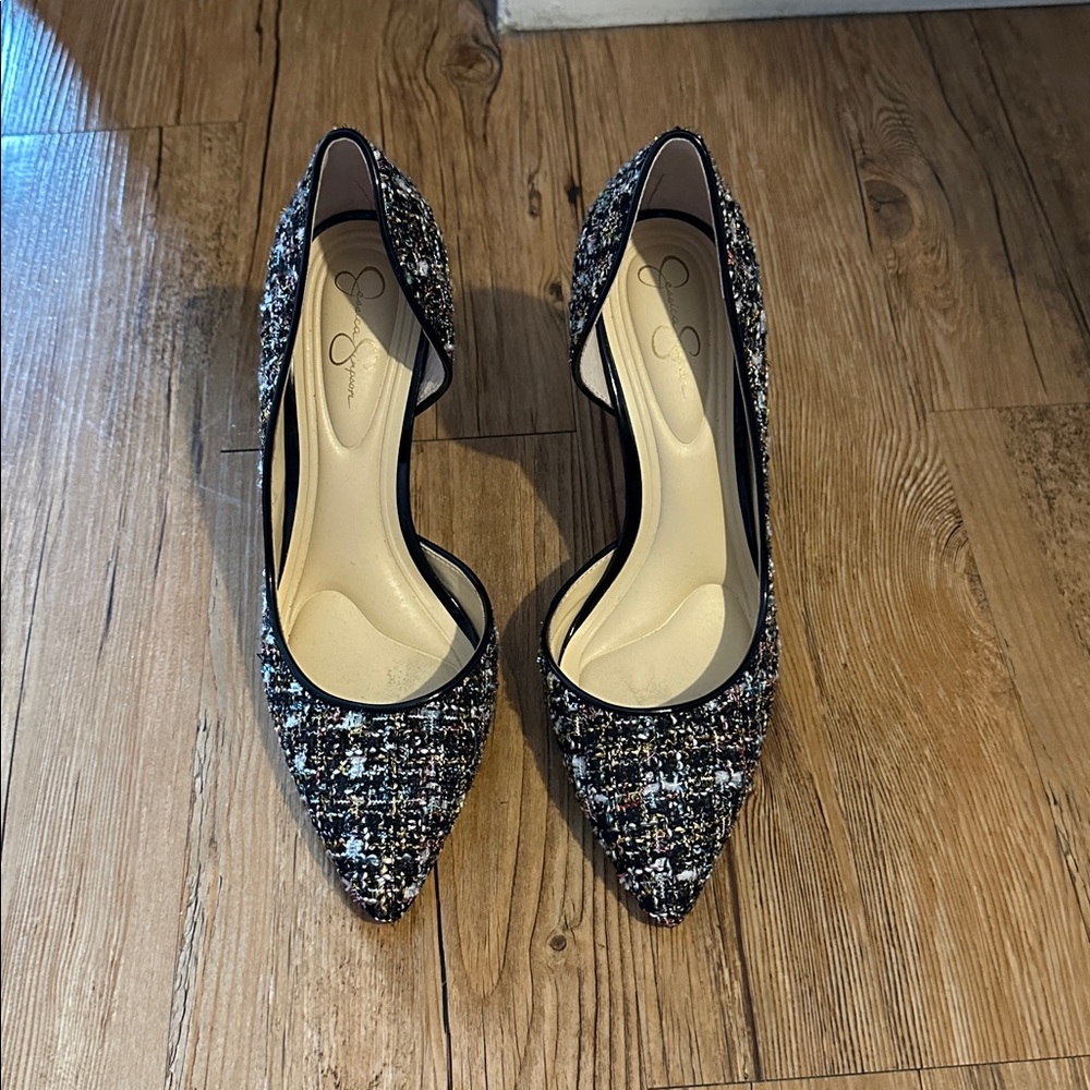 Jessica Simpson Multicolor Tweed Heels sz 8